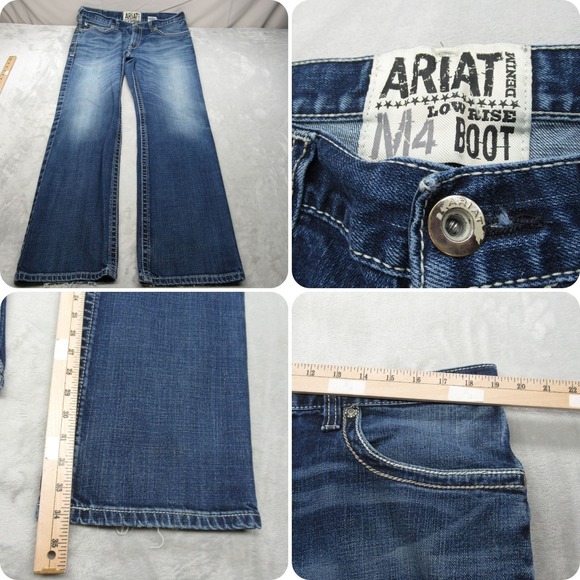 Ariat Denim Jeans Mens 38x34 Dark Wash M4 Low Rise Boot Cut Relaxed Fit Thick - Picture 1 of 16